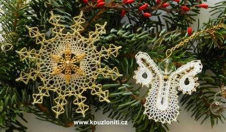 24 - sněhová vločka s filigránem a andílkem