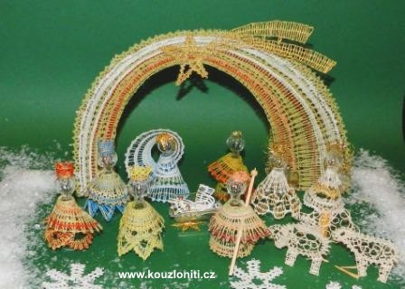 39 - Betlém s paličkovanými hvězdičkami