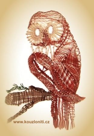 3 - Sova I. - rozměr krajky 18x25 cm