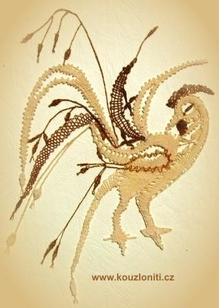 5 - Pyšný kohout - rozměr krajky 16x24 cm